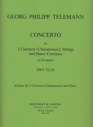 Telemann - Concerto in Dmin TWV52:D1 - 2 Clarinets (Chalumeux)/Piano Accompaniment Musica Rara MR1633A