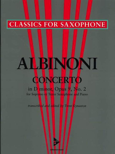 Albinoni - Concerto in Dmin - Tenor Saxophone/Piano Accompaniment arranged by Kynaston Advance ADV7041