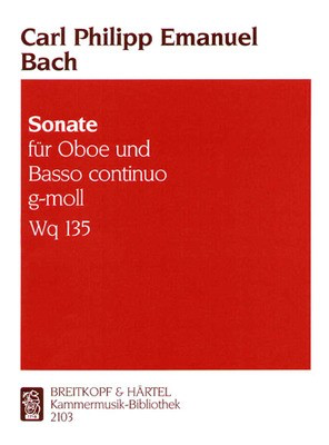 Sonata in G minor Wq 135 - for Oboe and Basso continuo - Carl Philipp Emanuel Bach - Oboe Breitkopf & Hartel