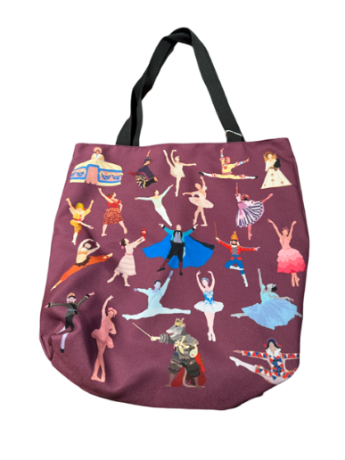 The Nutcracker Tote Bag Purple with Image of Characters from The Nutcracker Suite