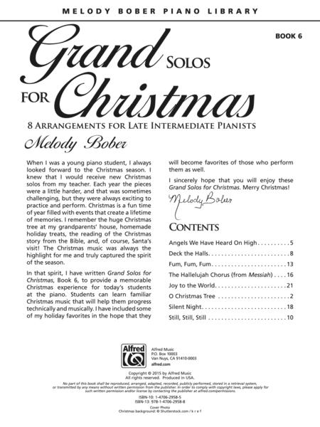 GRAND SOLOS FOR CHRISTMAS BOOK 6 - PIANO - MELODY BOBER - Alfred Music