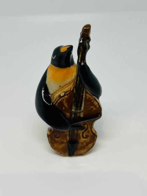 Penguin Playing the Cello/Bass Porcelain Figurine