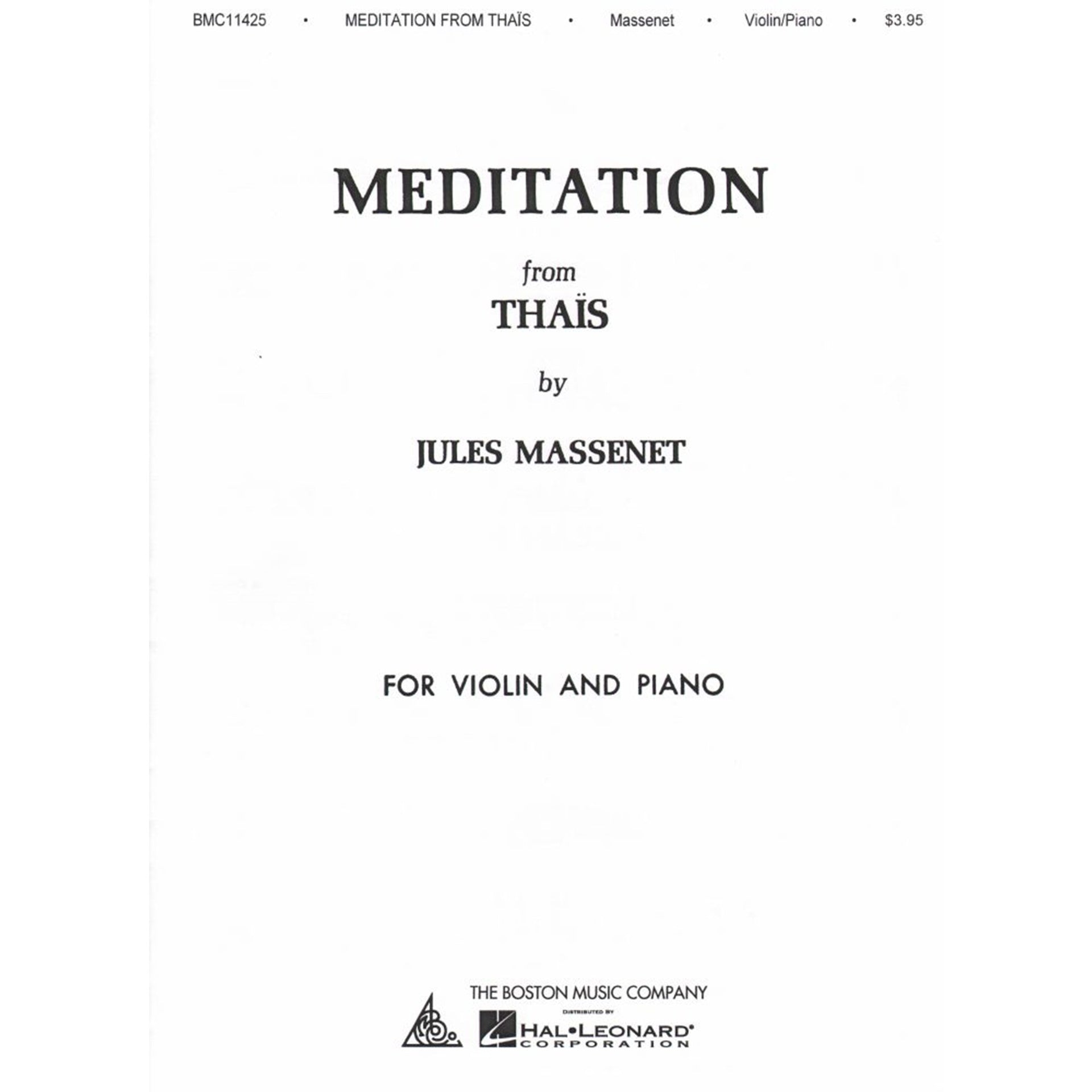 Massenet - Meditation from Thais - Violin/Piano Accompaniment Boston BT11425