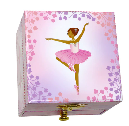 Pink Poppy Ballet Musical Jewellery Box Brunette Ballerina in Pink Tutu Square