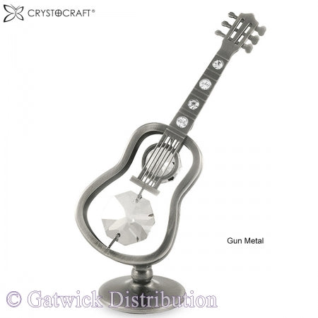 Crystocraft Gunmetal Guitar Ornament with Clear Crystals