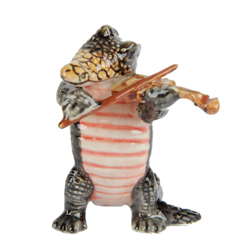 Crocodile Playing the Violin Porcelain Figurine