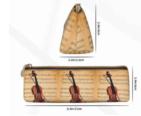 Violin Pencil Case Round