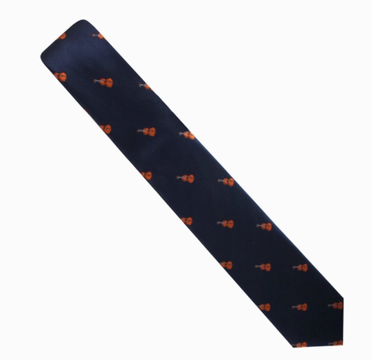 Tie Violin Navy Blue with Orange Violin