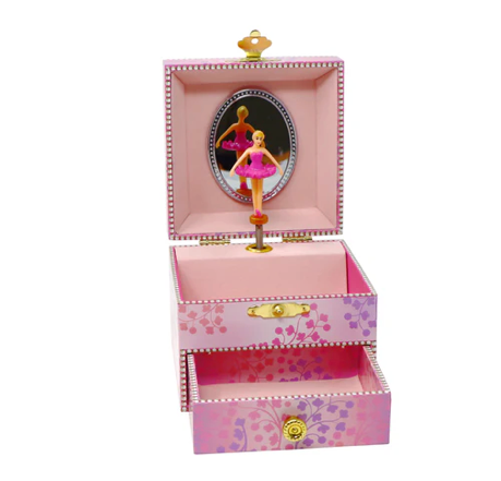 Pink Poppy Ballet Musical Jewellery Box Brunette Ballerina in Pink Tutu Square