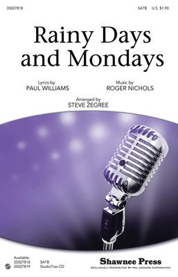 Rainy Days and Mondays - Paul Williams|Roger Nichols - Steve Zegree Shawnee Press StudioTrax CD CD