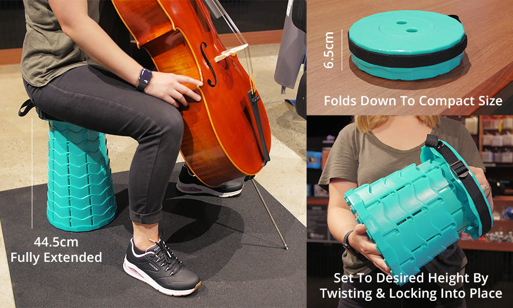 Cello Stool - Round Plastic Adjustable 6.5-44.5cm, Aqua