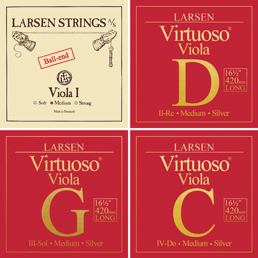 Larsen Virtuoso Viola, Set (Med/Ball A), Extra Long (42cm Vibrating String)