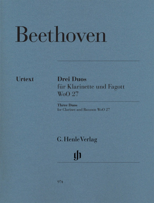 Beethoven - 3 Duos WoO27 - Clarinet/Bassoon Duet Henle HN974