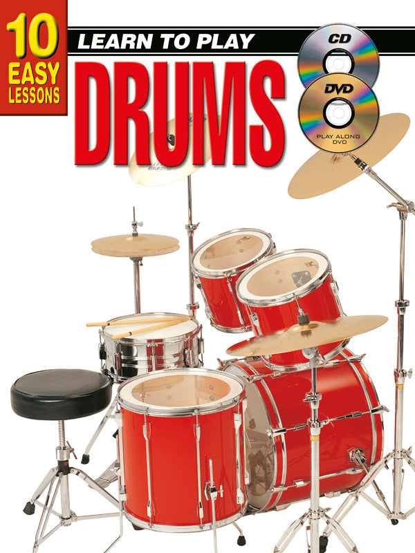 10 Easy Lessons Learn To Play Drums Bk/CD/DVD