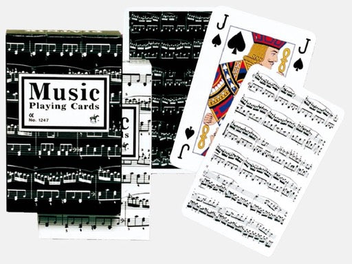 Music Playing Cards White with Black Manuscript Bridge Single Deck