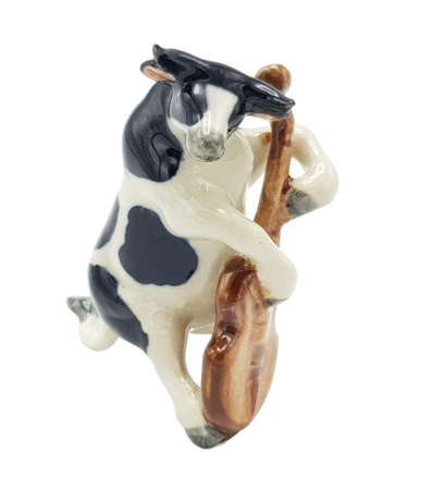 Bull Playing the Double Bass Porcelain Figurine