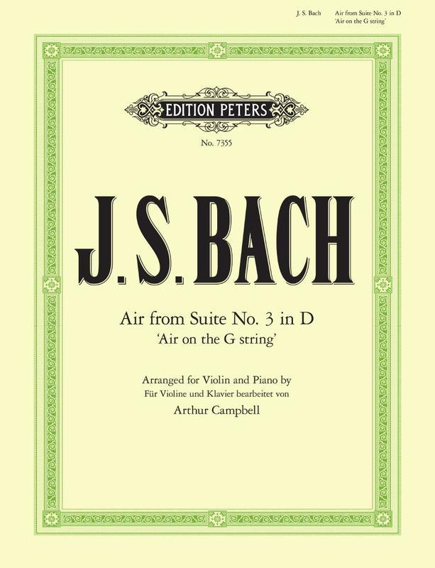 Bach - Air on the G String - Violin/Piano Accompaniment Peters EP7355