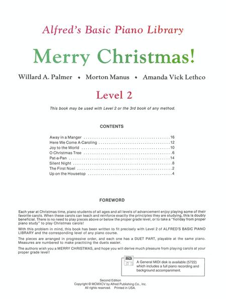 Alfred's Basic Piano Course: Merry Christmas! Book 2 - Amanda Vick Lethco|Morton Manus|Willard A. Palmer - Piano Alfred Music