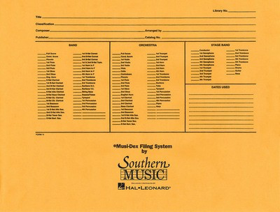 Musidex Band/Orchestra Concert-Size Filing Envelope - Southern Music Co.