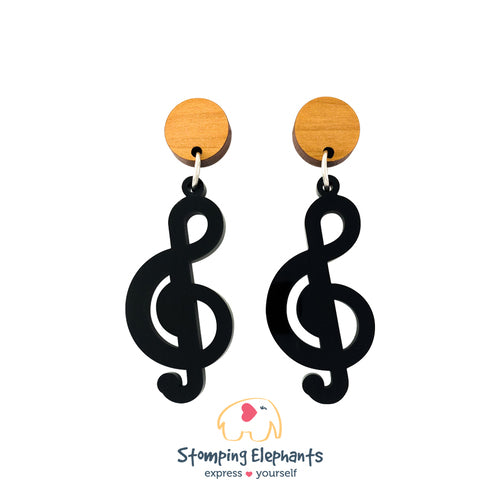 Drop Earrings Black Treble Clef