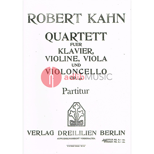 Kahn - Quartet Op 41 - Score/Piano - Verlag Dreililien Berlin