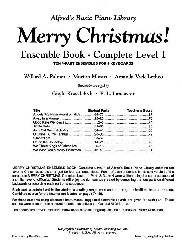 ABP Christmas Ensembles Level 1 (1A/1B) Complete - E. L. Lancaster|Gayle Kowalchyk - Piano Alfred Music