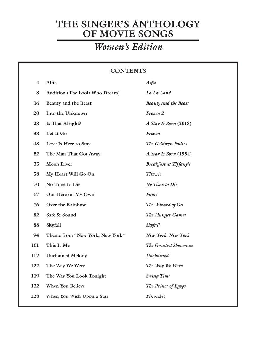 The Singers Anthology of Movie Songs - Women's Edition Voice/Piano Accompaniment Hal Leonard 358200