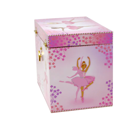 Pink Poppy Ballet Musical Jewellery Box Brunette and Blonde Ballerinas in Pink Tutus Rectangular