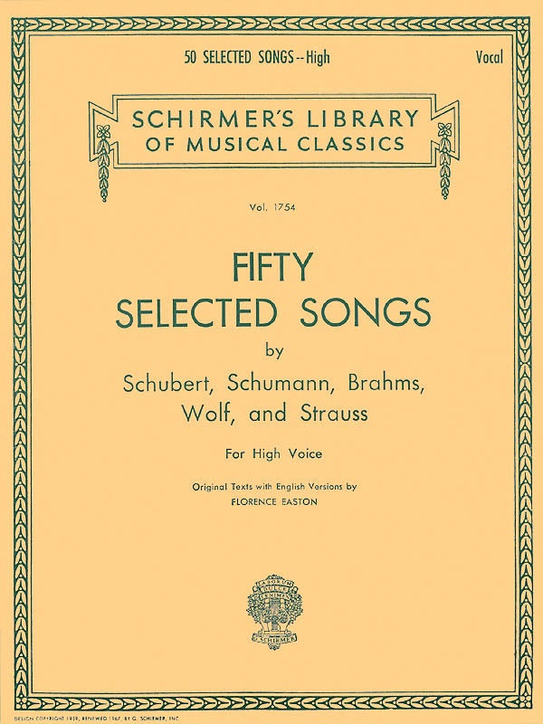 50 Selected Songs - High Voice Schirmer 50261420