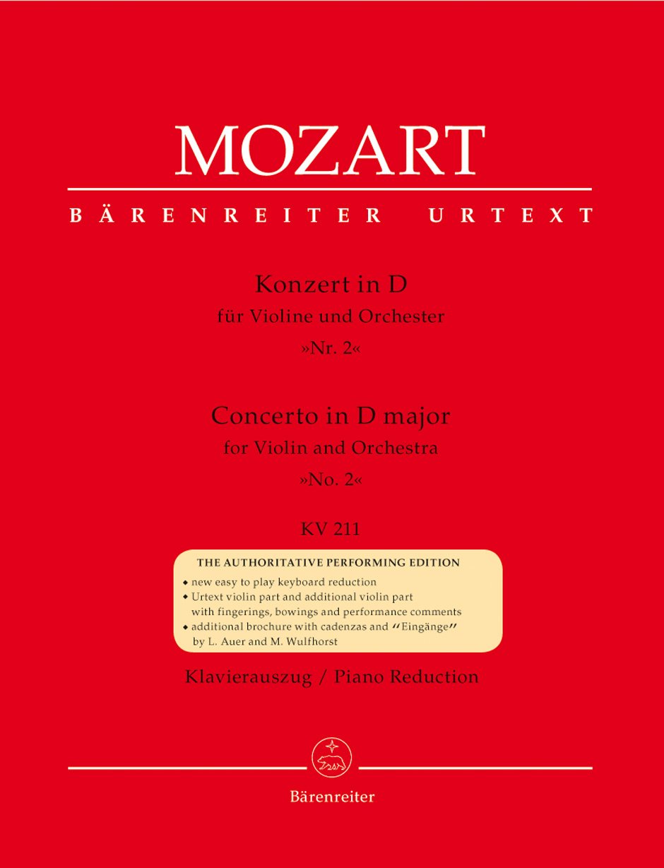 Mozart - Concerto in Dmaj #2 K211 - Violin/Piano Accompaniment Barenreiter BA4864A