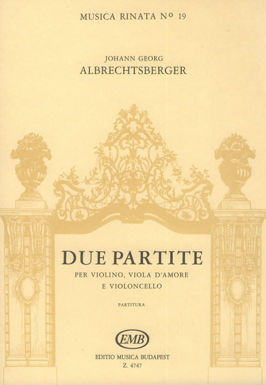 Albrechtsberger - 2 Partitas - Violin/Viola d'Amore/Cello Score EMB Z4747