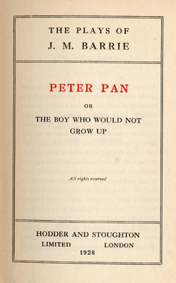 Peter Pan Or The Boy Who Would Not Grow Up -