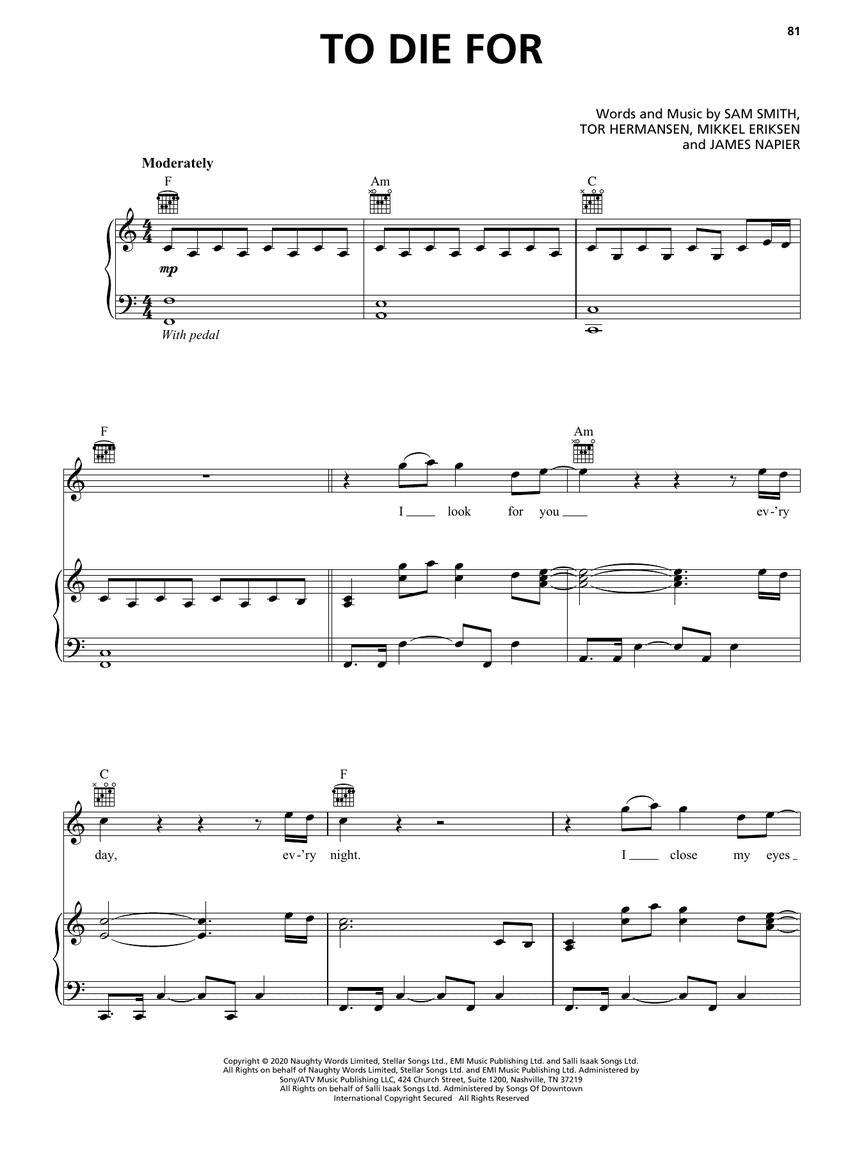 Sam Smith - Love Goes - Piano, Vocal & Guitar - Hal Leonard