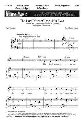 The Lord Never Closes His Eyes - Unison or Any Combination of Voices in Two Parts - Bert Stratton|David Angerman - Unison/2-Part Triune Music Octavo