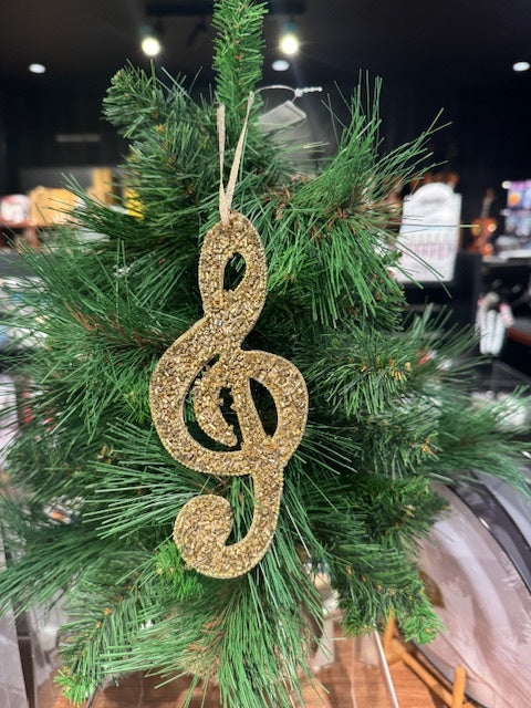 Christmas Decoration Treble Clef with Gold Beads