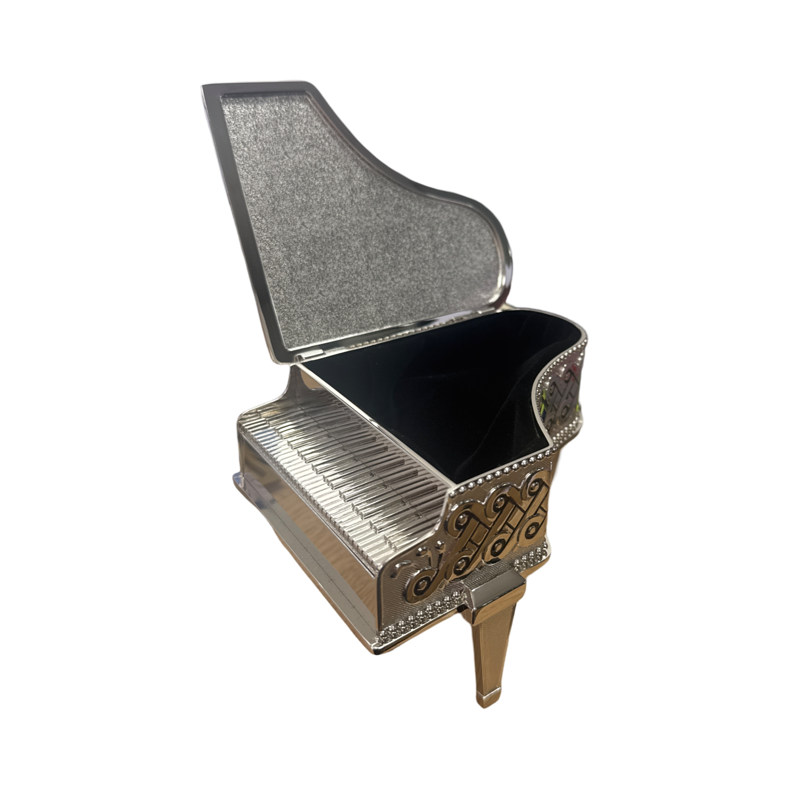 Musical Jewellery Box Grand Piano Silver