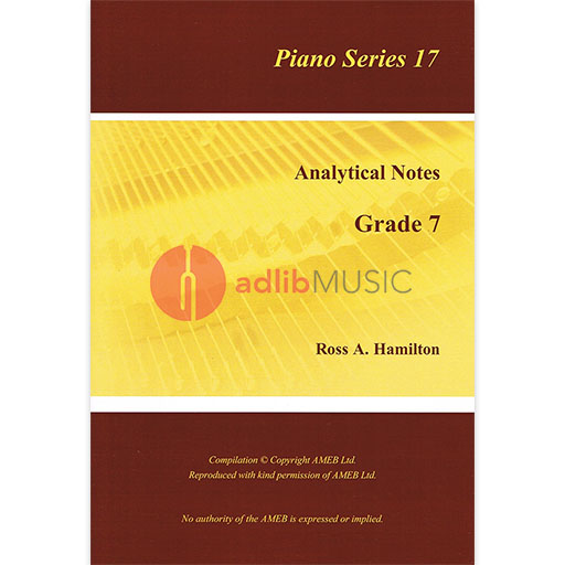 AMEB Analytical Notes Piano Series 17 Grade 7 - Analytical Notes by Hamilton P17.715