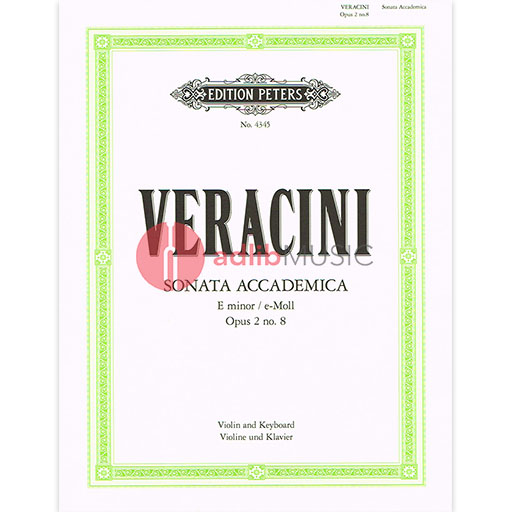 Veracini - Sonata Accademica Op2/8 Emin - Violin/Piano Accompaniment Peters P4345