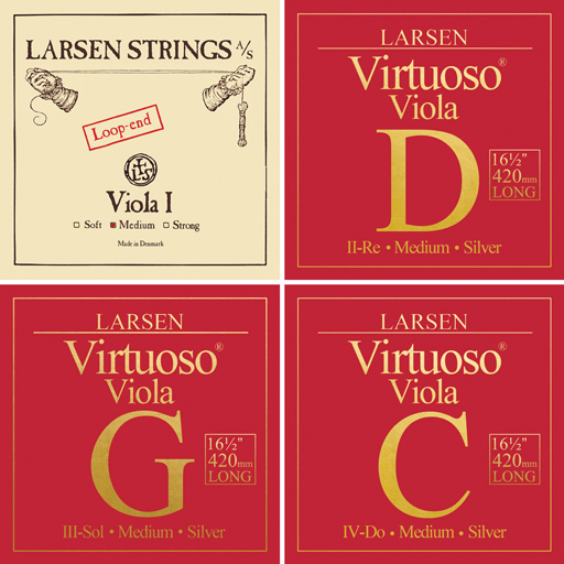 Larsen Virtuoso Viola, Set (Med/Loop A), Extra Long (42cm Vibrating String)