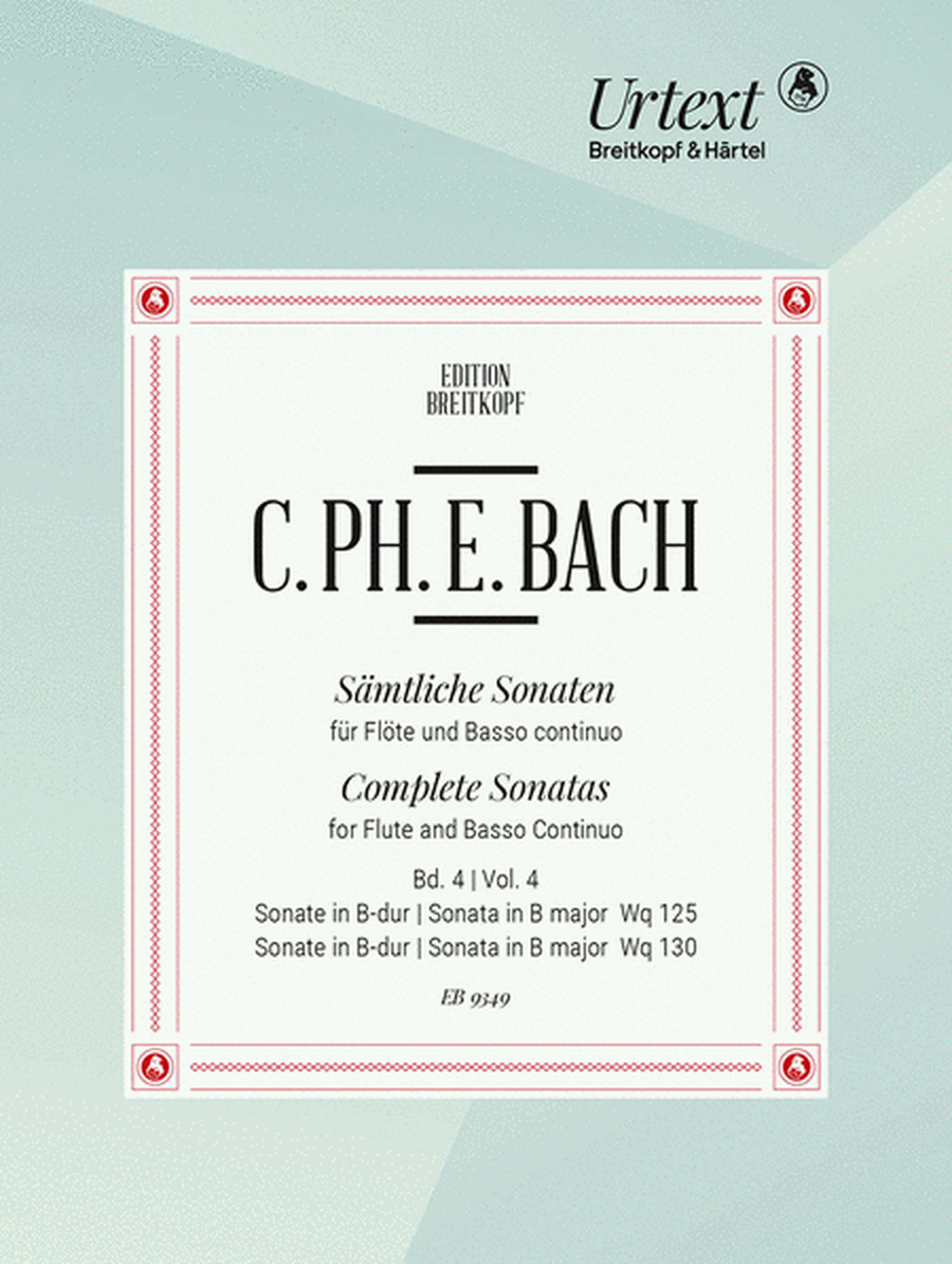 Bach - Complete Sonatas Volume 4 Wq125 & Wq130 - Flute/Piano Breitkopf & Hartel EB9349