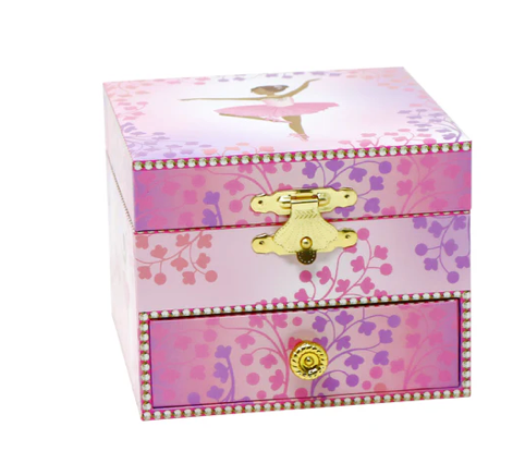 Pink Poppy Ballet Musical Jewellery Box Brunette Ballerina in Pink Tutu Square