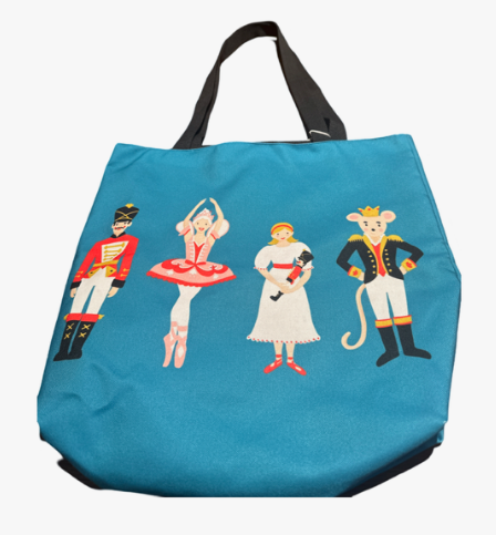 The Nutcracker Tote Teal Blue with Image of Characters from The Nutcracker Suite