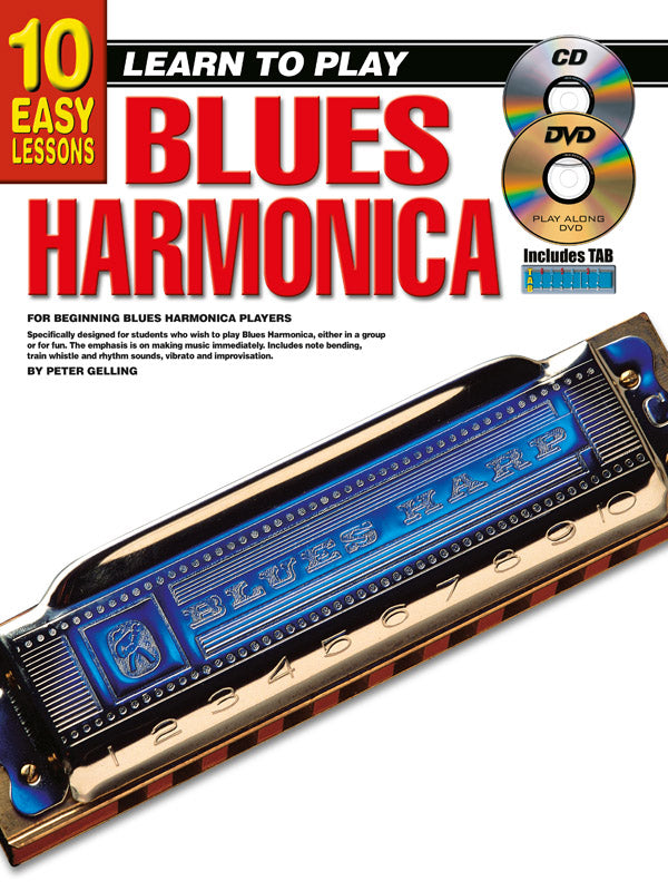 10 Easy Lessons LTP Blues Harmonica Bk/CD/DVD