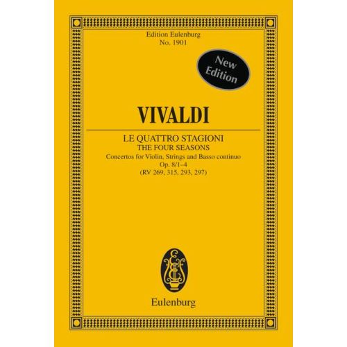 Vivaldi - Four Seasons Op8/1-4 Concertos - Violin/Strings/Basso Continuo Study Score Eulenburg ETP1901