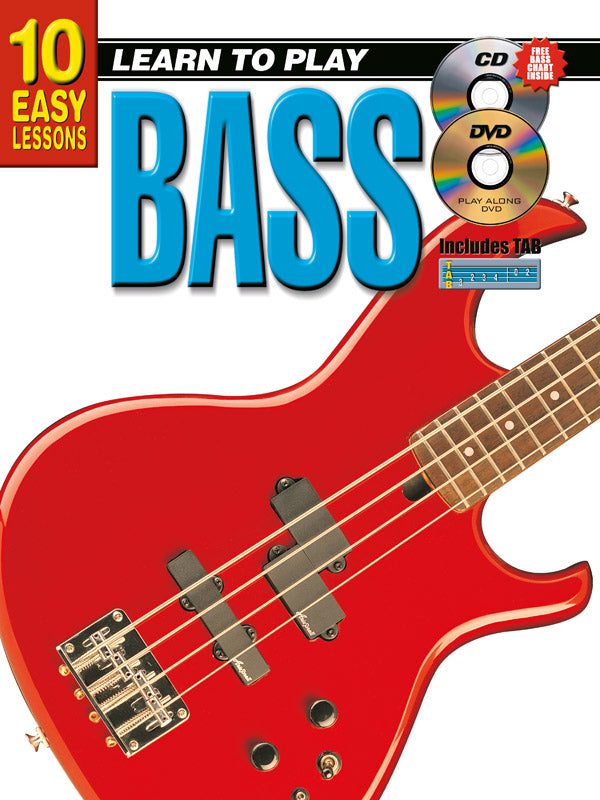 10 Easy Lessons Learn To Play Bass Bk/CD/DVD/Chart