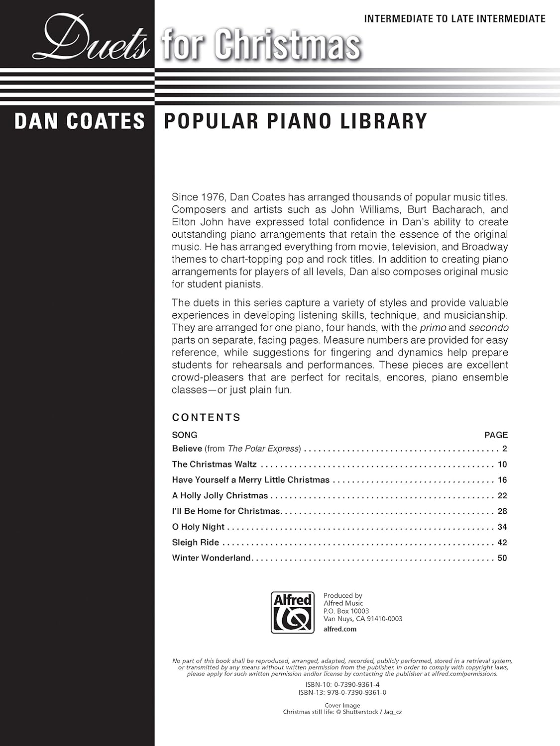 DUETS FOR CHRISTMAS - DAN COATES - 1 PIANO 4 HANDS - Alfred Music