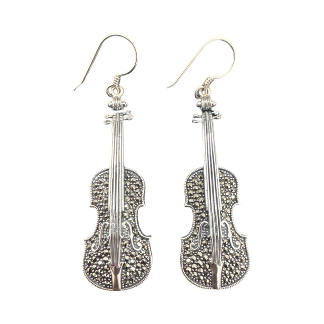 Marcasite Violin Drop Earrings