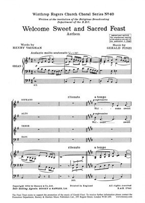 Welcome Sweet and Sacred Feast - SATB divisi with Organ - Gerald Finzi - SATB divisi Boosey & Hawkes Octavo