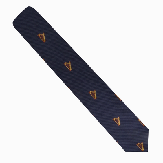 Tie Harp Navy Blue with Red and Gold Harps