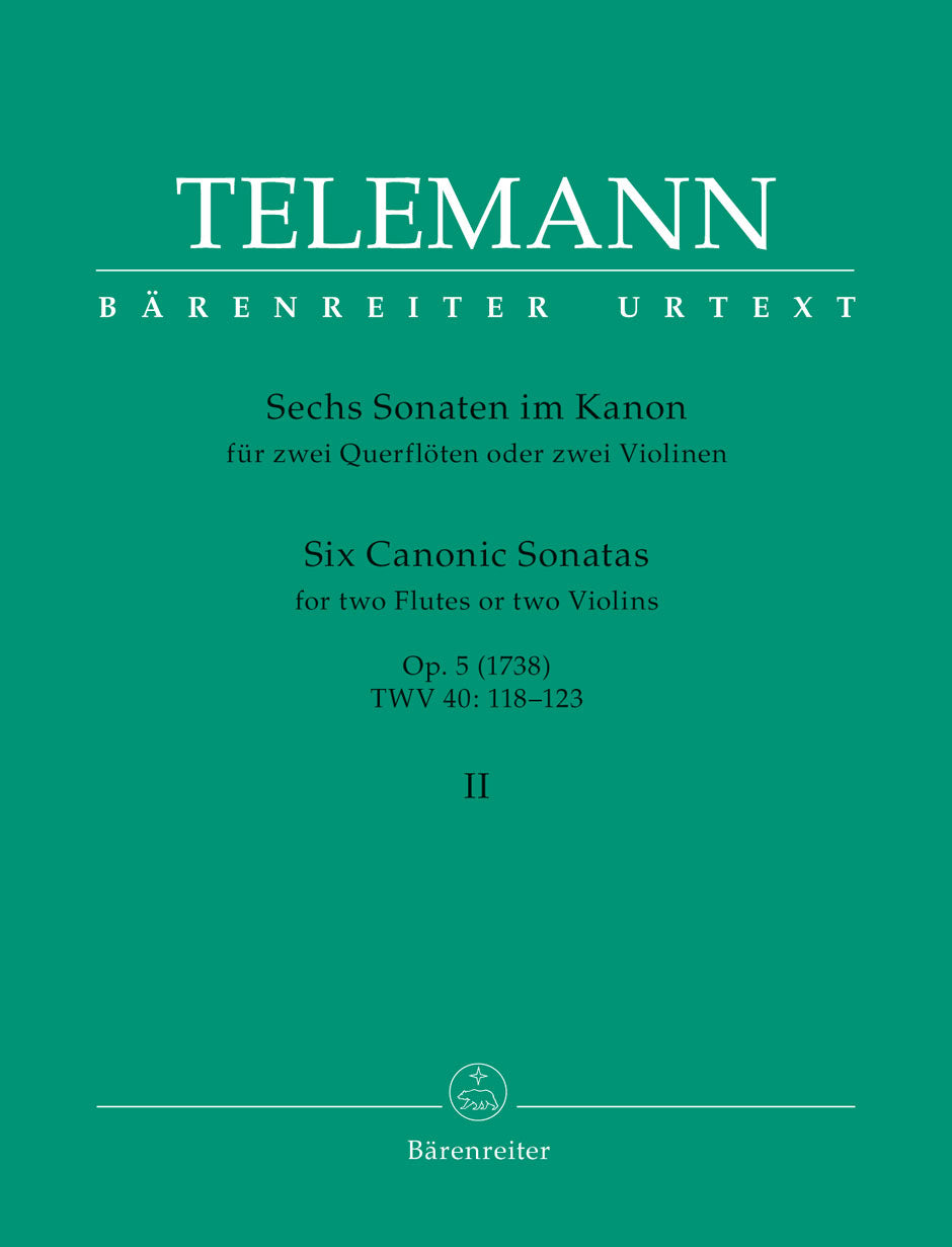 Six Canonic Sonatas for Two Flutes Op 5 Volume 2